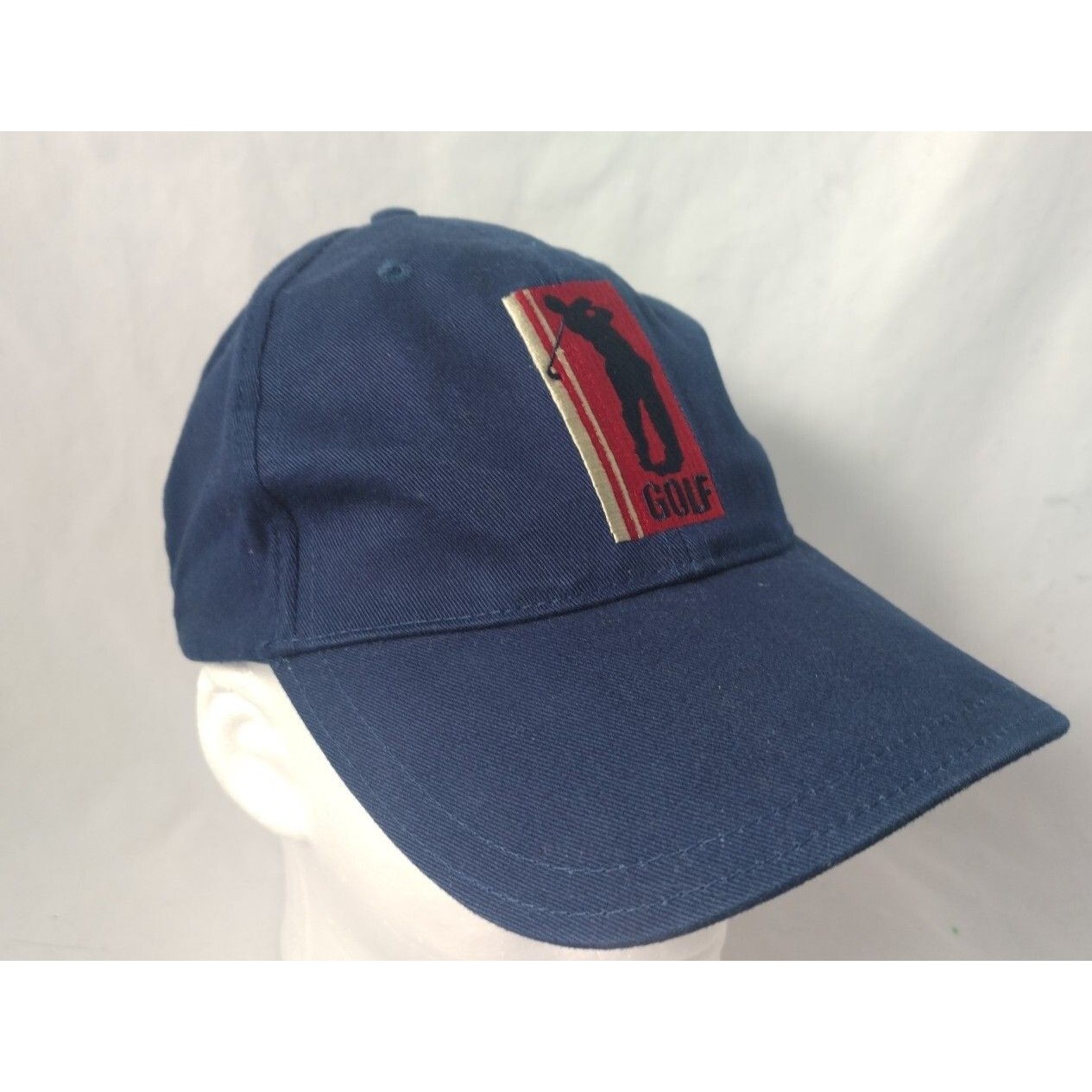 Golf Navy Blue Adjustable Strapback HatCap WGolfer PatchExcellent